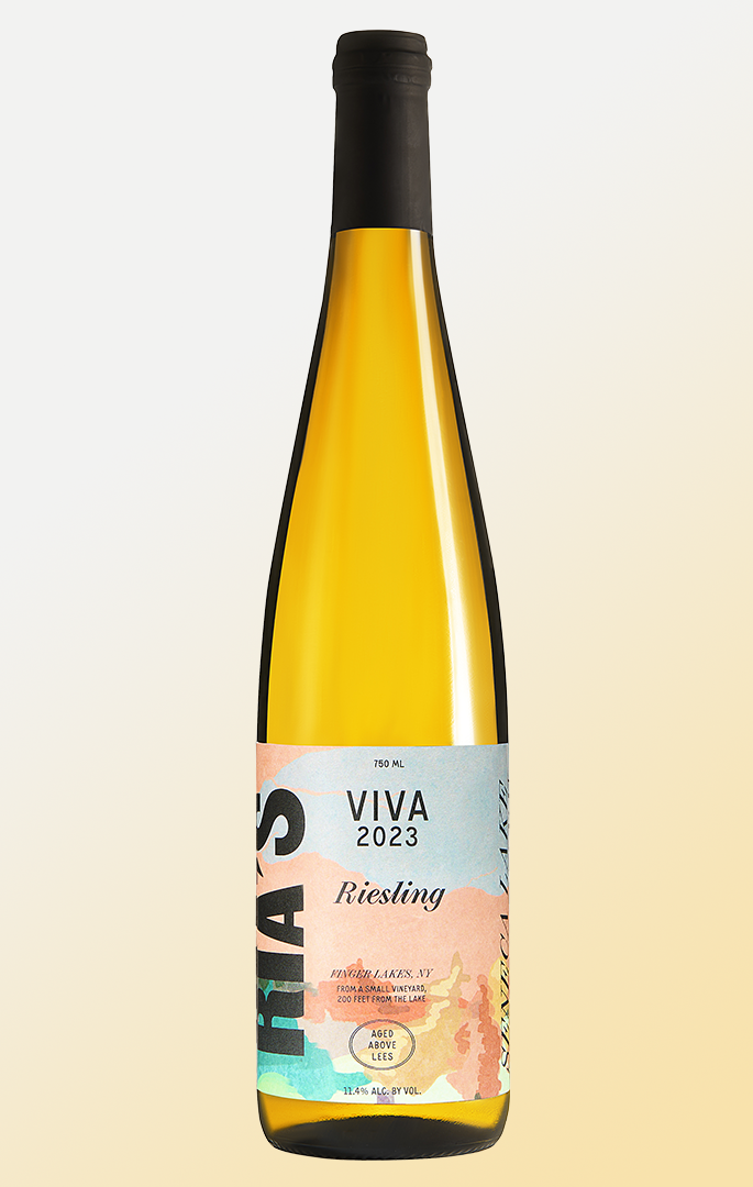 Wine bottle labeled 'VIVA 2023' on a gradient background