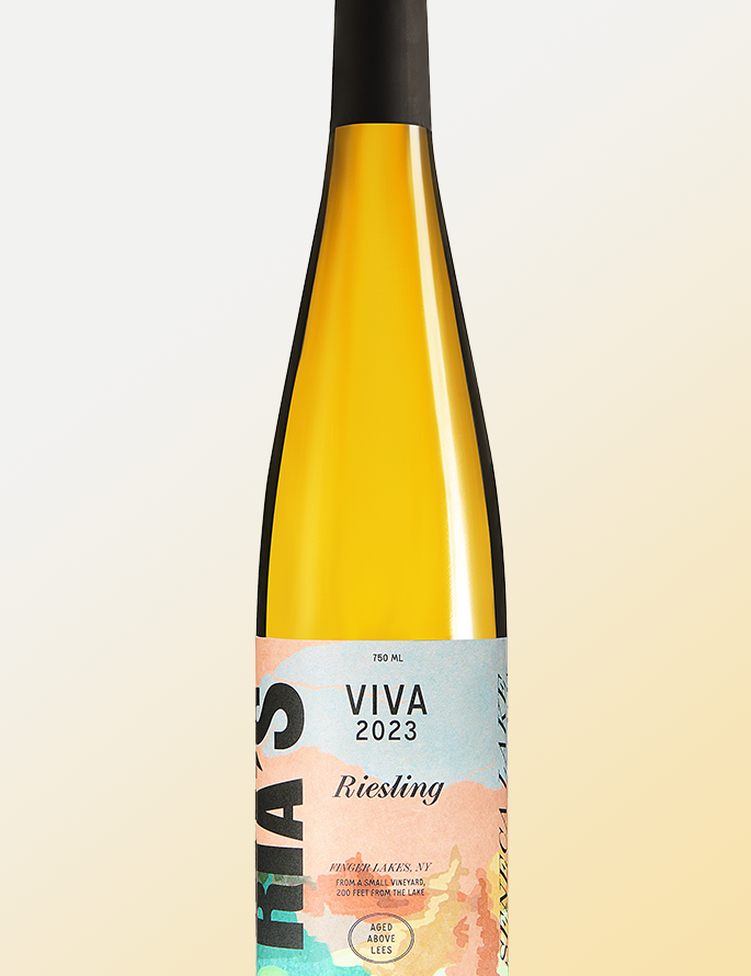 Wine bottle labeled 'VIVA 2023' on a gradient background